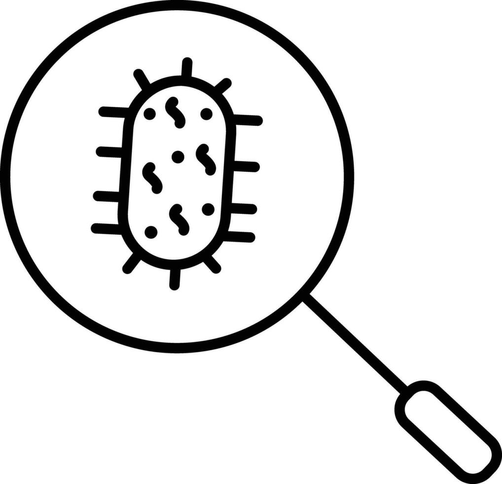 bacteria search Outline vector illustration icon