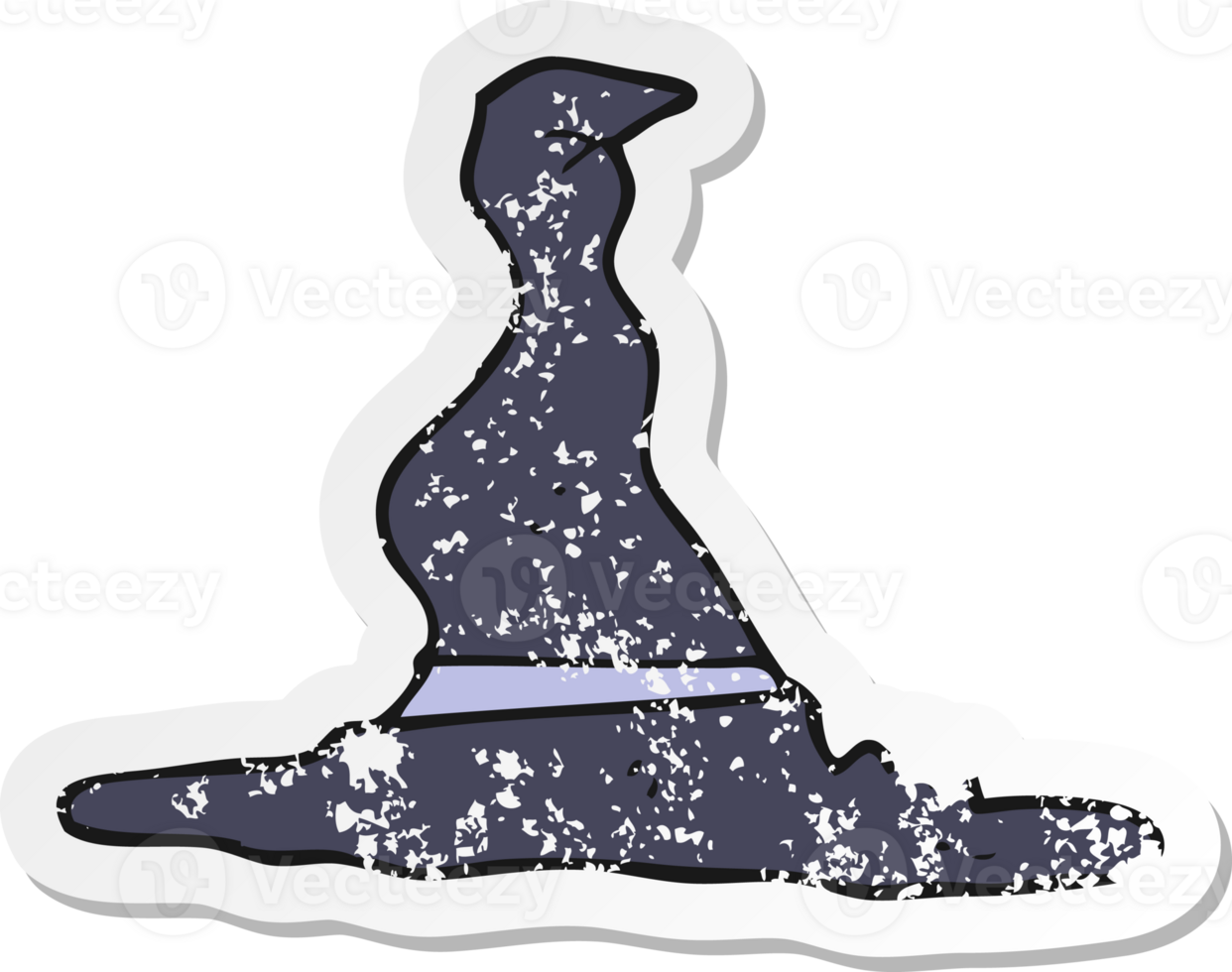 retro distressed sticker of a cartoon witchs hat png