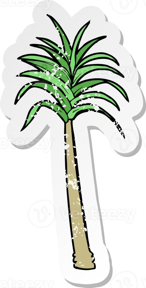retro distressed sticker of a cartoon palm tree png