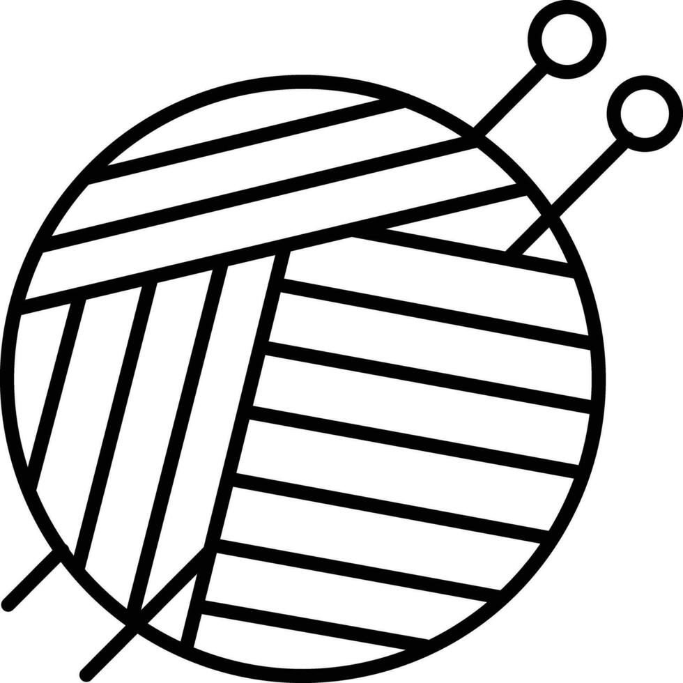 wool with needle Outline vector illustration icon