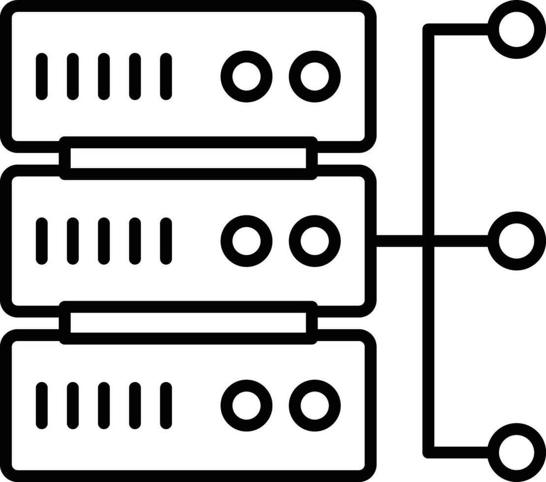 Server Flow Outline vector illustration icon