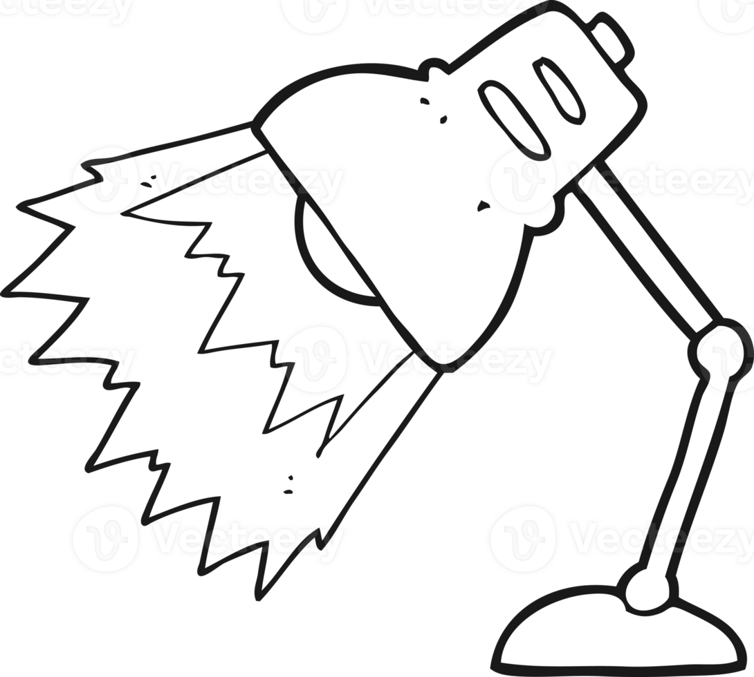 black and white cartoon shining lamp png