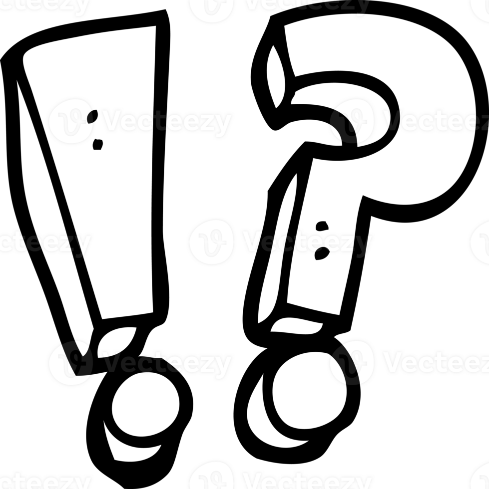 line drawing cartoon question mark and exclamation mark png