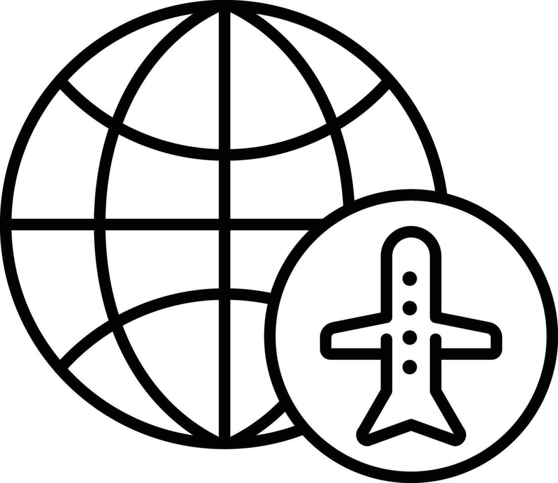 flight globe Outline vector illustration icon