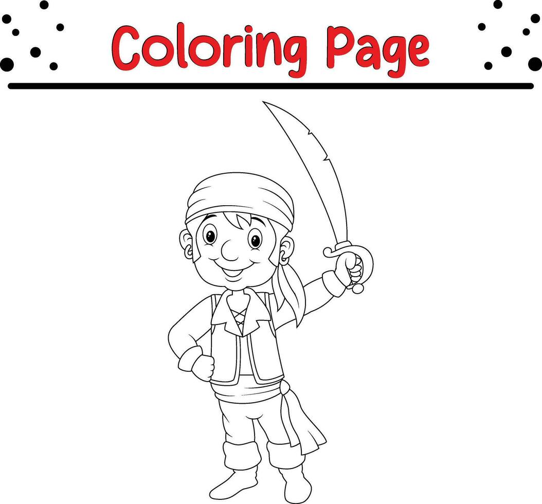 Coloring page pirate holding sword vector