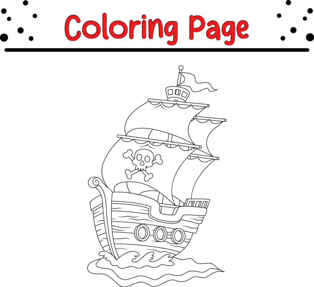 pagina para colorear de barco pirata para niños vector