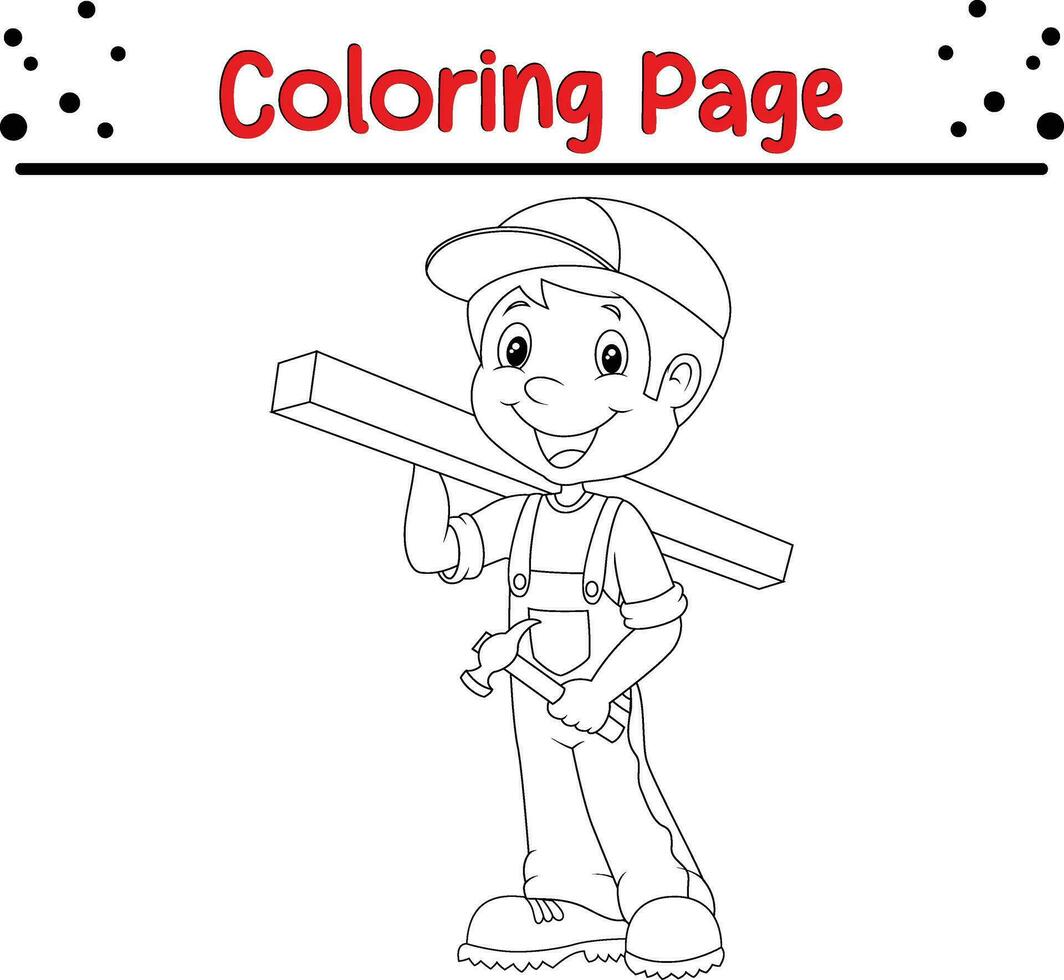 Coloring page happy carpenter vector
