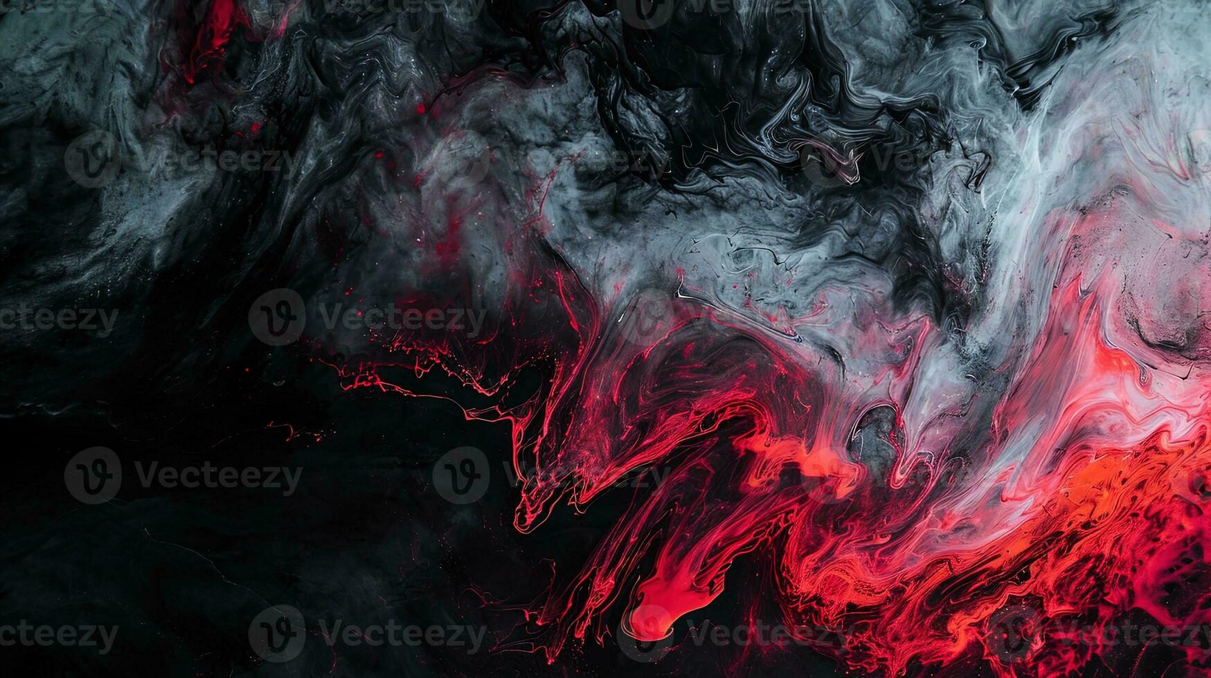 AI generated Abstract background of red and black ink in water. Ink swirling in water. AI generative photo