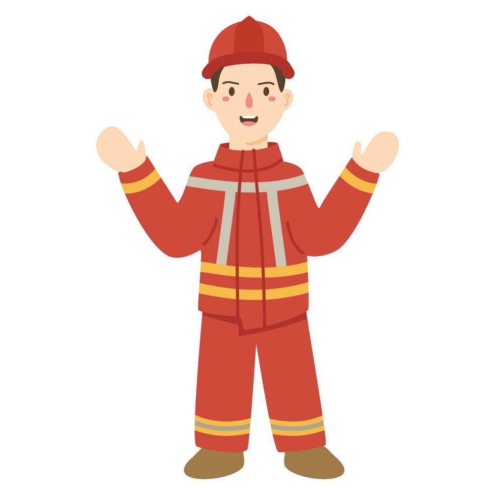Boy as Firefighter Character Illustration vector
