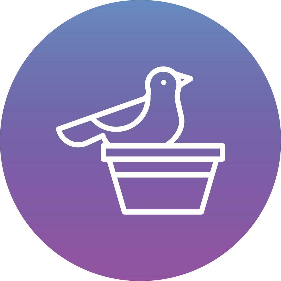 Bird on Flower Pot Vector Icon