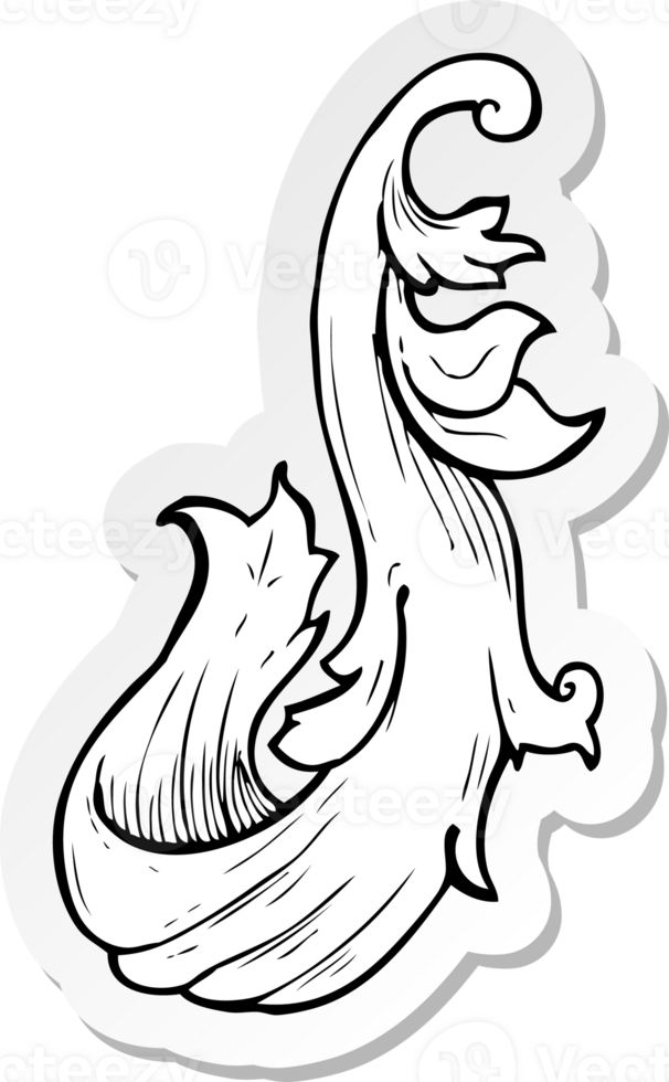 sticker of a traditional hand drawn floral swirl png