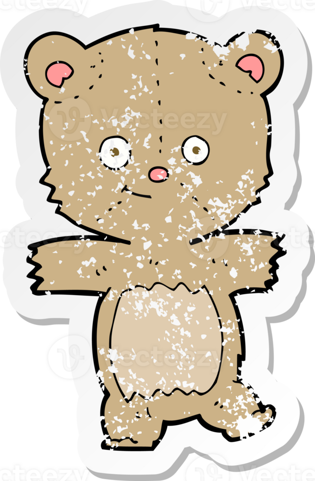 retro distressed sticker of a cartoon funny teddy bear png