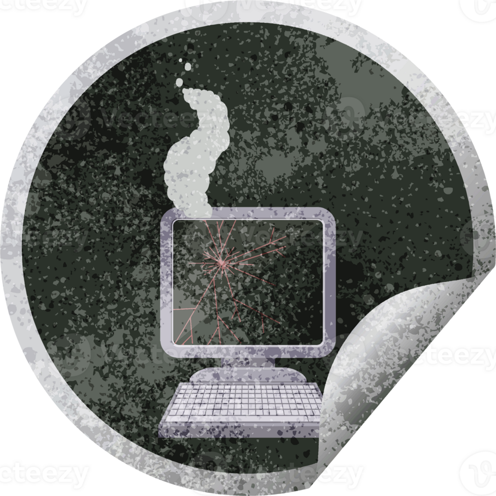 broken computer graphic circular sticker png