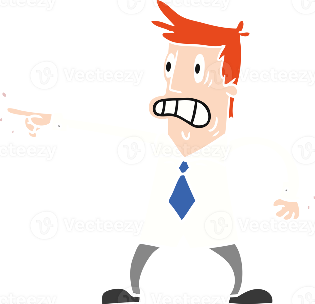 cartoon doodle man pointing looking worried png
