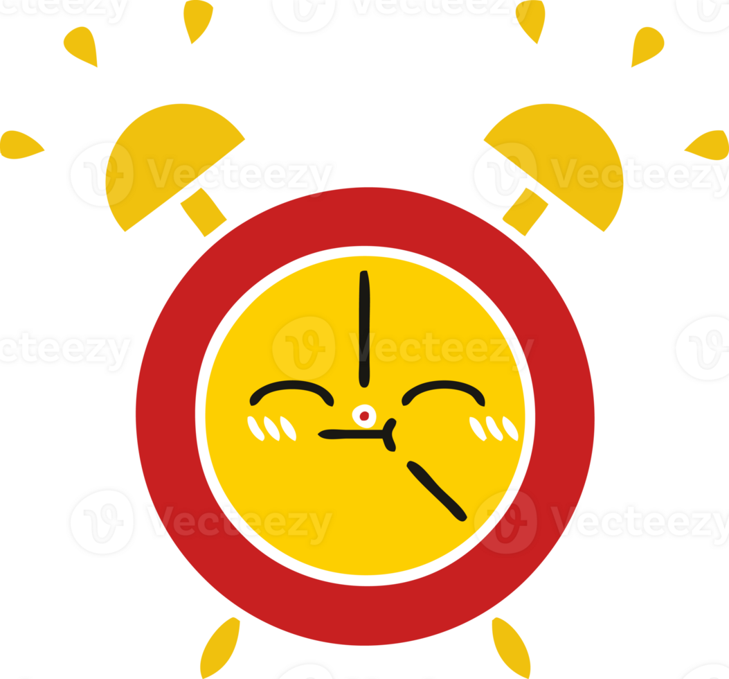 flat color retro cartoon alarm clock png