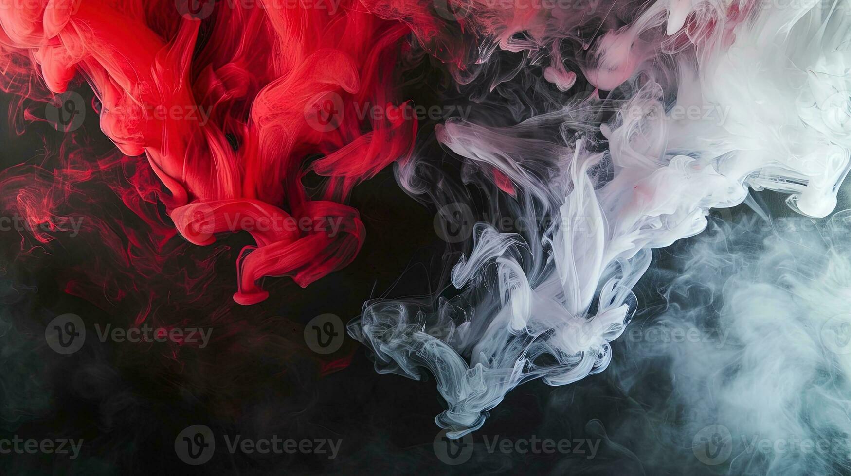 AI generated Abstract background of red and black ink in water. Ink swirling in water. AI generative photo