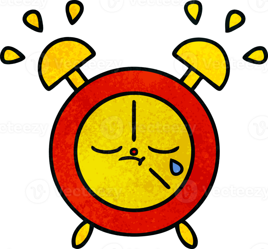 retro grunge texture cartoon alarm clock png