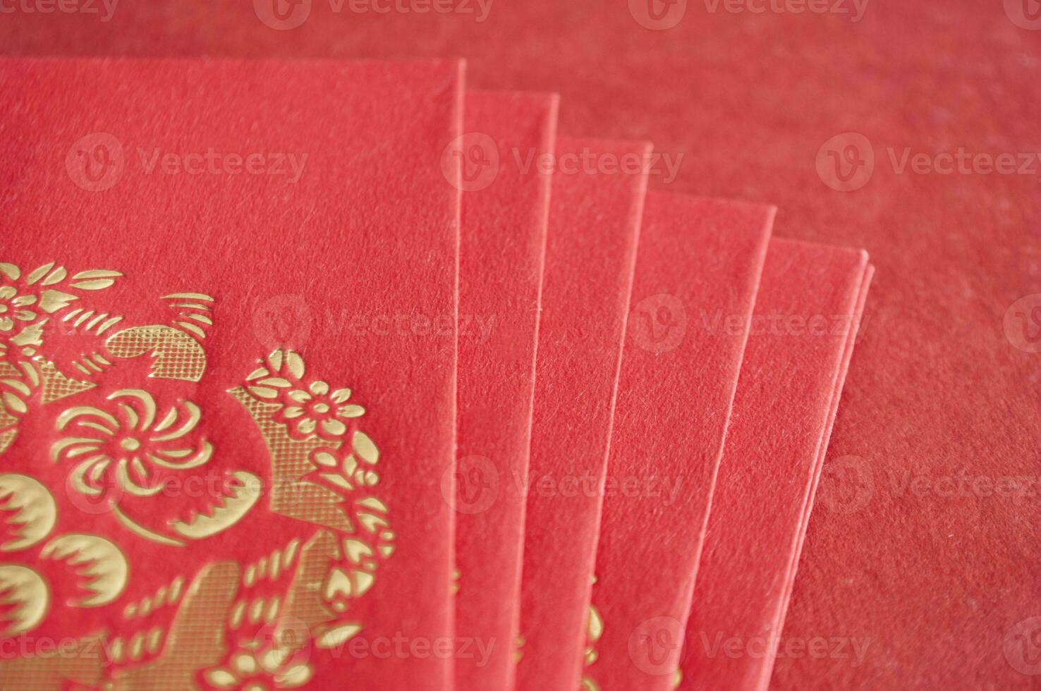 Close up view of Chinese New Year red packets photo