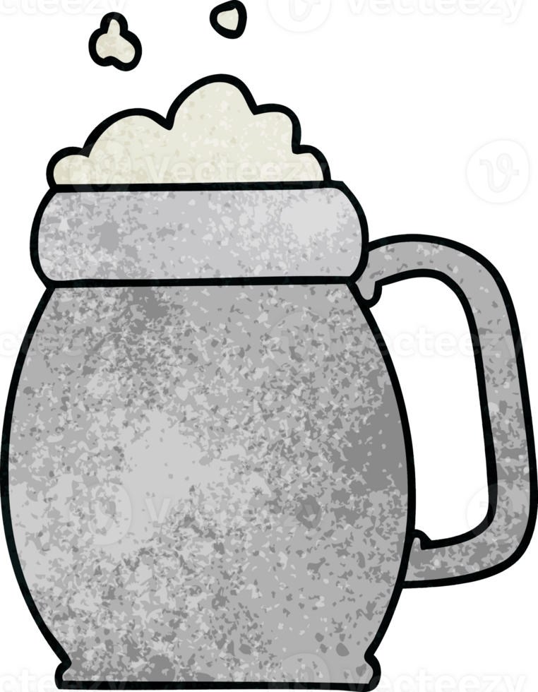 quirky hand drawn cartoon pint of beer png
