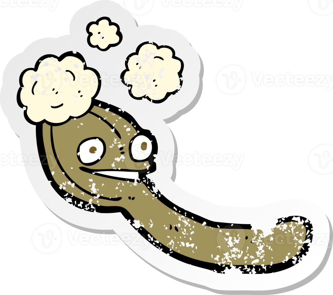 retro distressed sticker of a cartoon spoon png
