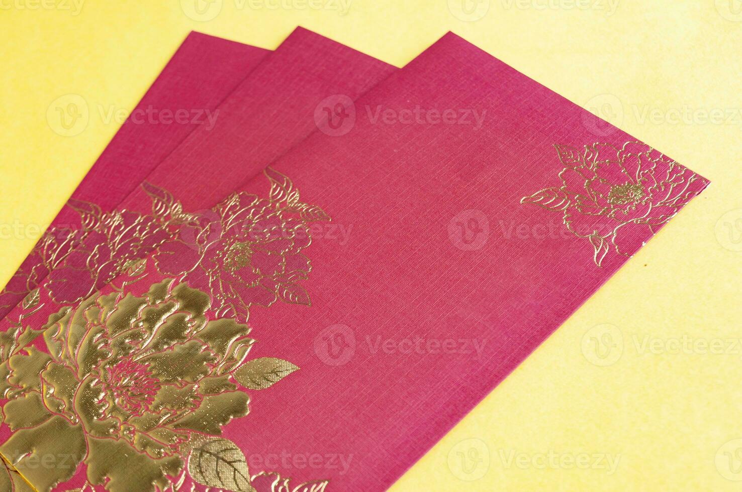 Side view of yellow envelopes on yellow cover with customizable space for text photo