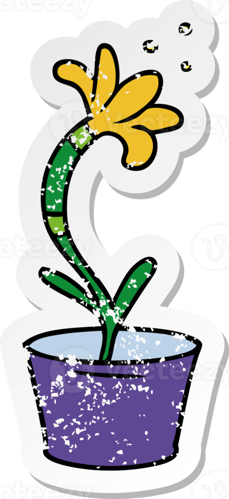distressed sticker cartoon doodle of a house plant png
