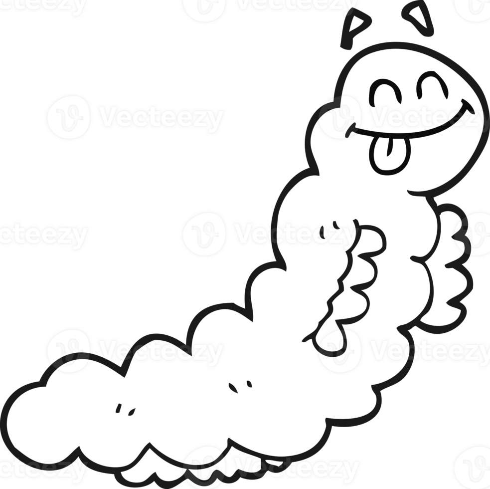 black and white cartoon caterpillar png