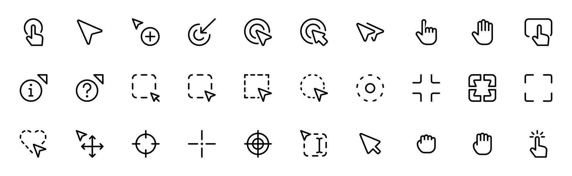 pointer icons, click, hand click icon. Cursor arrow icon. Clicking finger. Computer mouse click. Vector illustration. click icon vector. select, press symbol vector illustration isolated for website