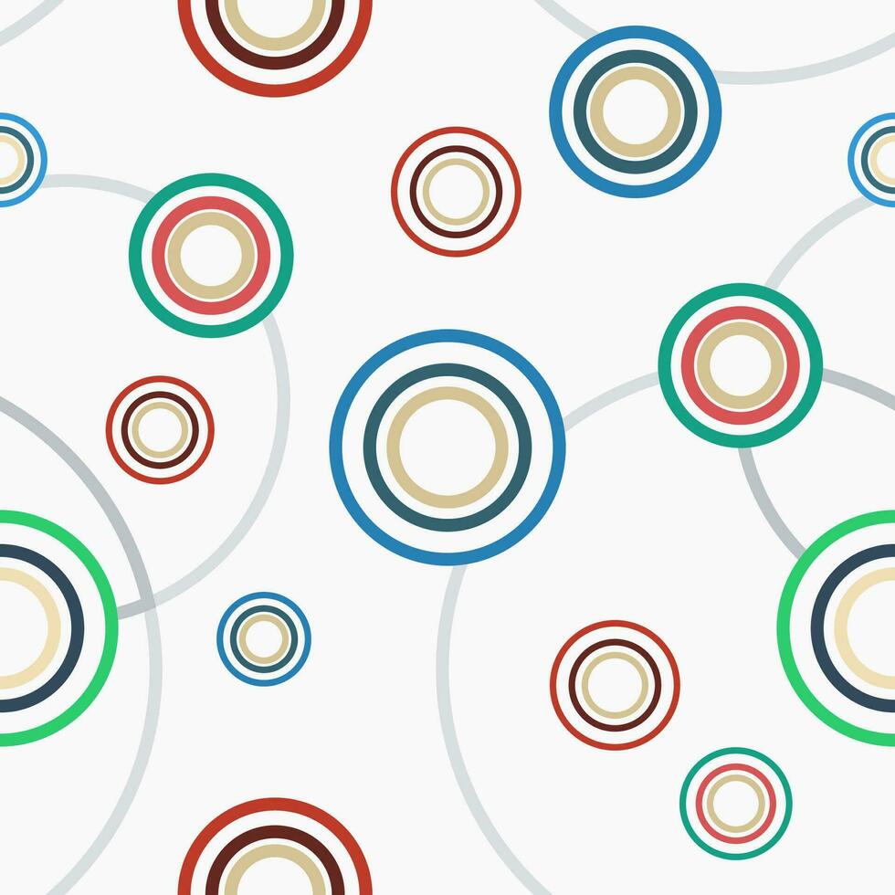 Editable Abstract Soft Color Outline Circles Vector Seamless Pattern for Creating Background