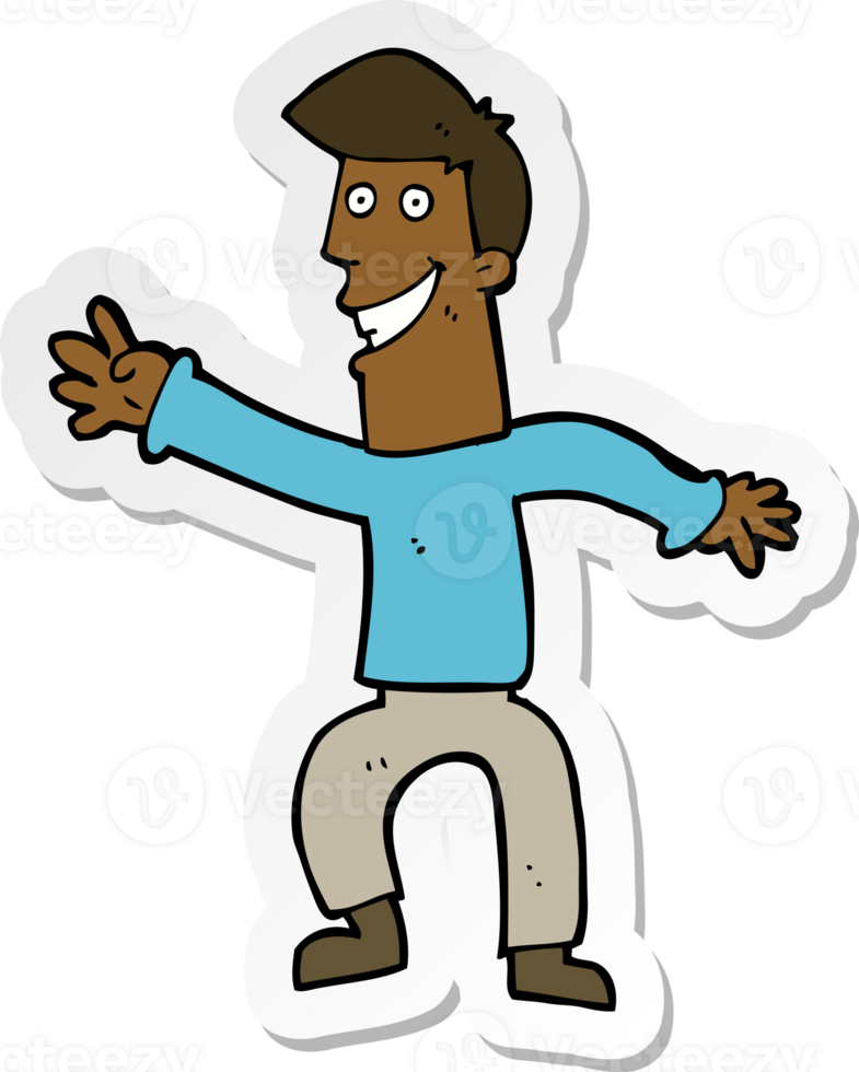 sticker of a cartoon happy man dancing png