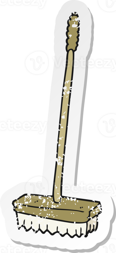 retro distressed sticker of a cartoon brush png