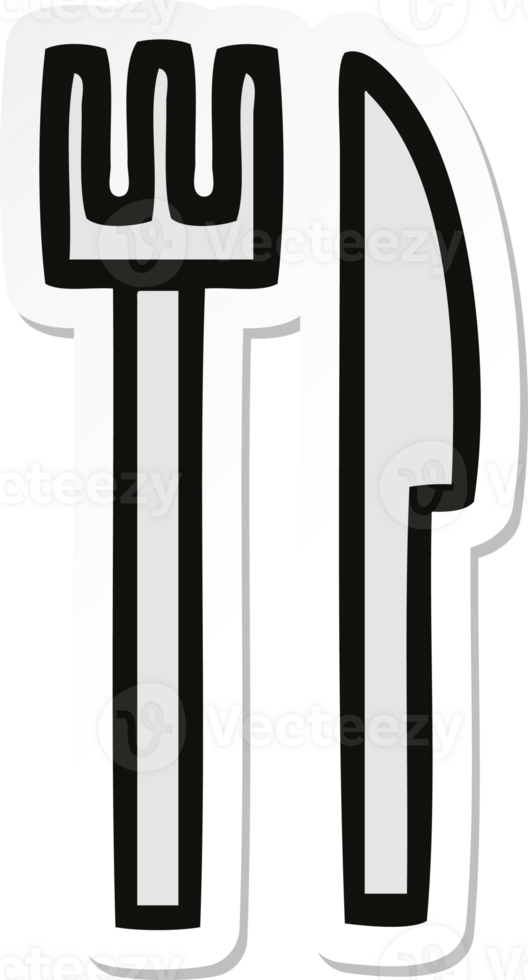 sticker of a cute cartoon knife and fork png