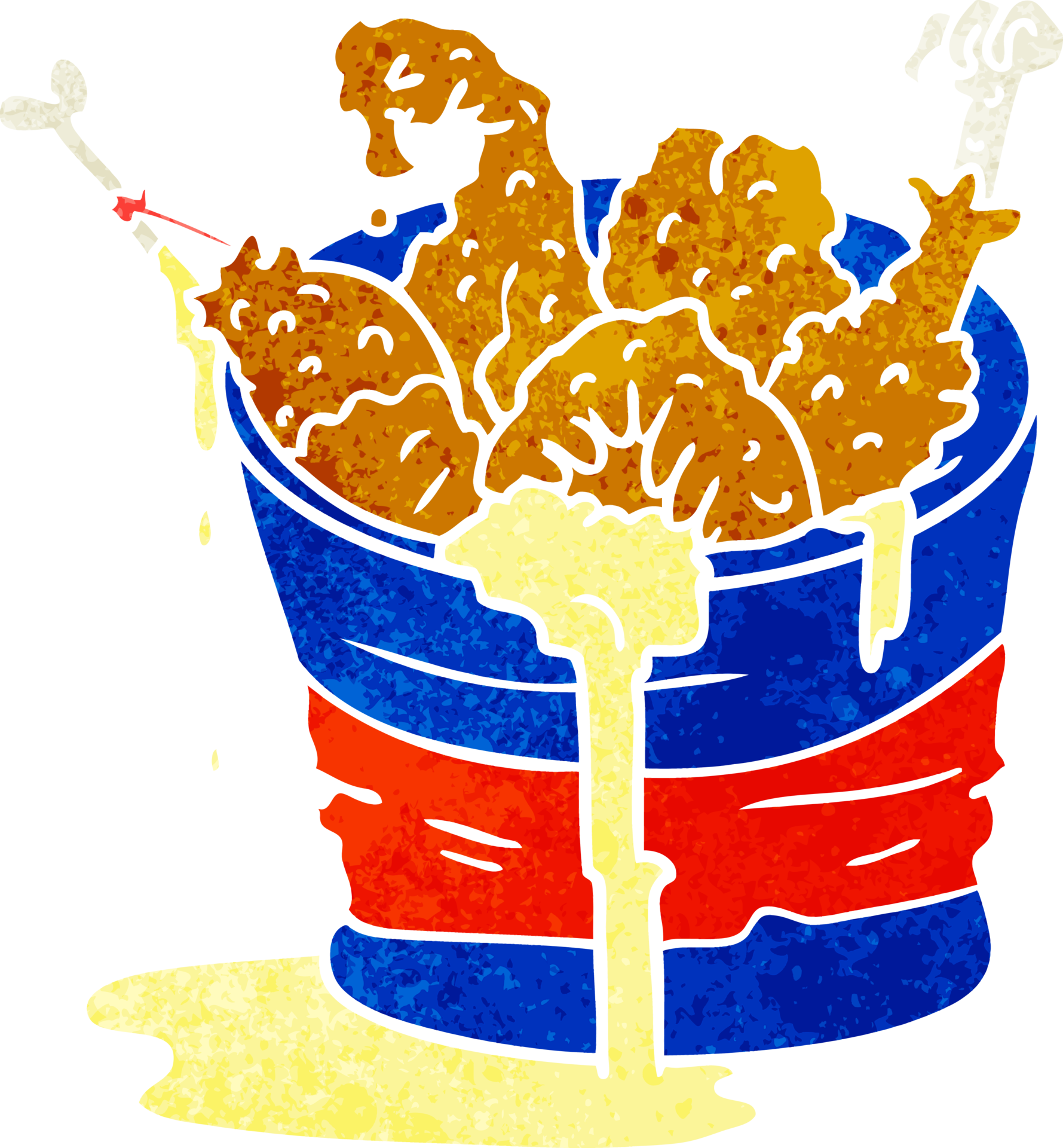 Retro Cartoon Doodle Bucket Of Fried Chicken 36483833 PNG retro-cartoon-doodle-bucket-of-fried-chicken-36483833-png