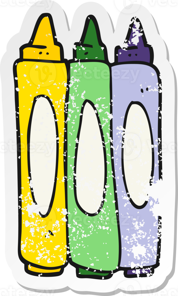 retro distressed sticker of a cartoon crayons png