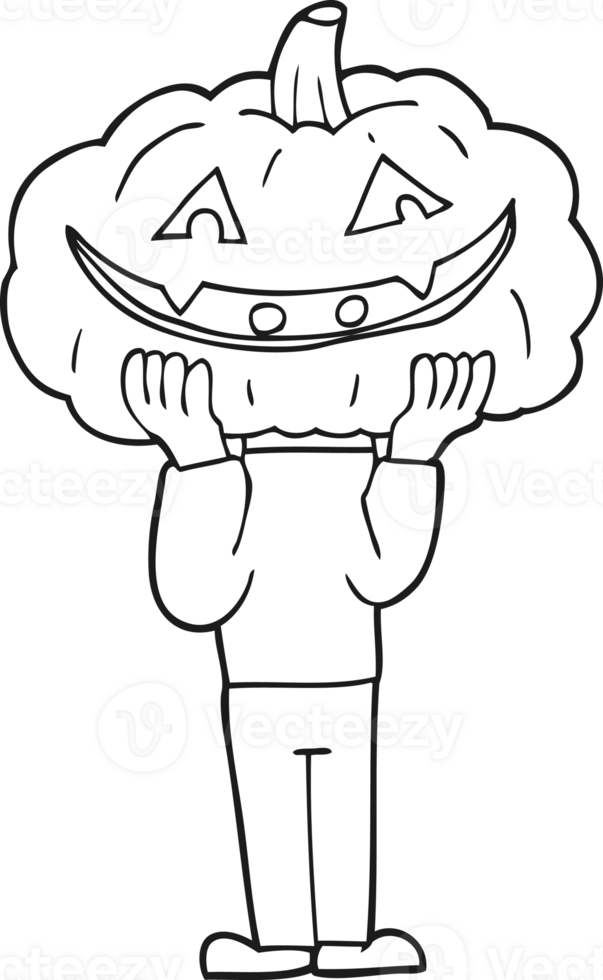 black and white cartoon pumpkin head halloween costume png