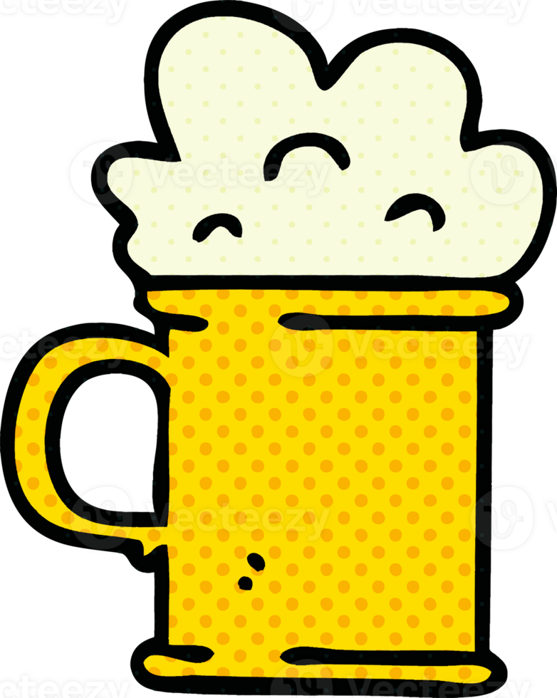 quirky comic book style cartoon tankard of beer png