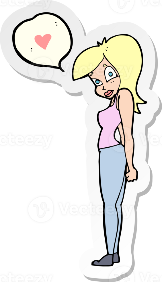 sticker of a cartoon woman in love png