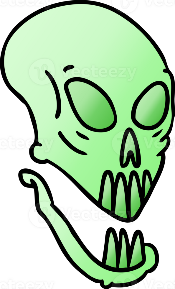 gradient cartoon doodle of a skull head png
