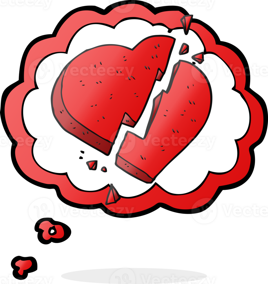 thought bubble cartoon broken heart symbol png