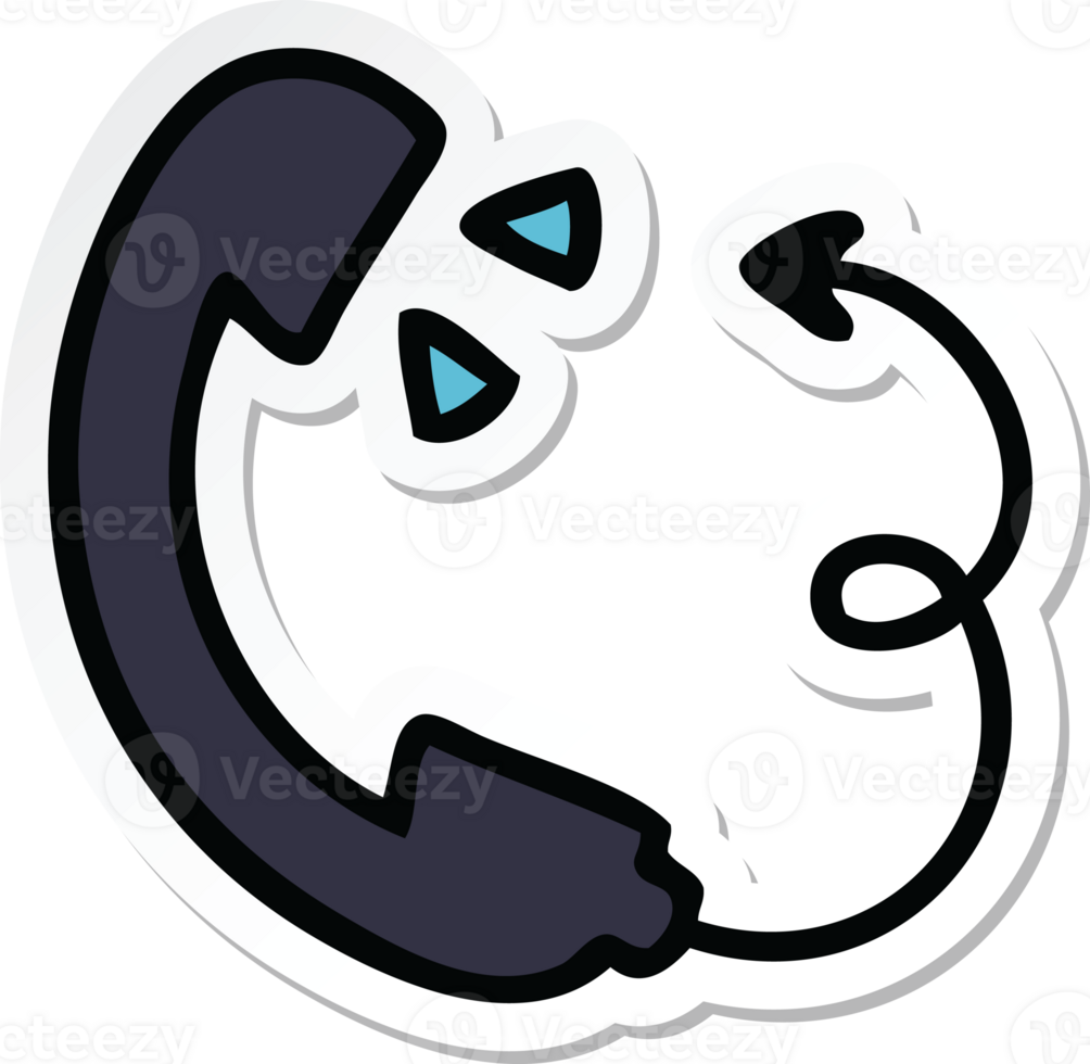 sticker of a cute cartoon telephone handset png