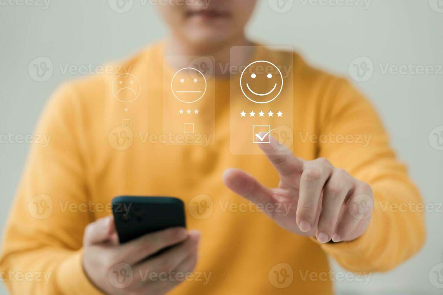 experiencia excelente cliente servicios con un feliz, sonriente cara icono. confiable apoyo, los más valorados calificaciones, y positivo comentario. descubrir el Perfecto en línea solicitud para cinco estrellas experiencia. foto