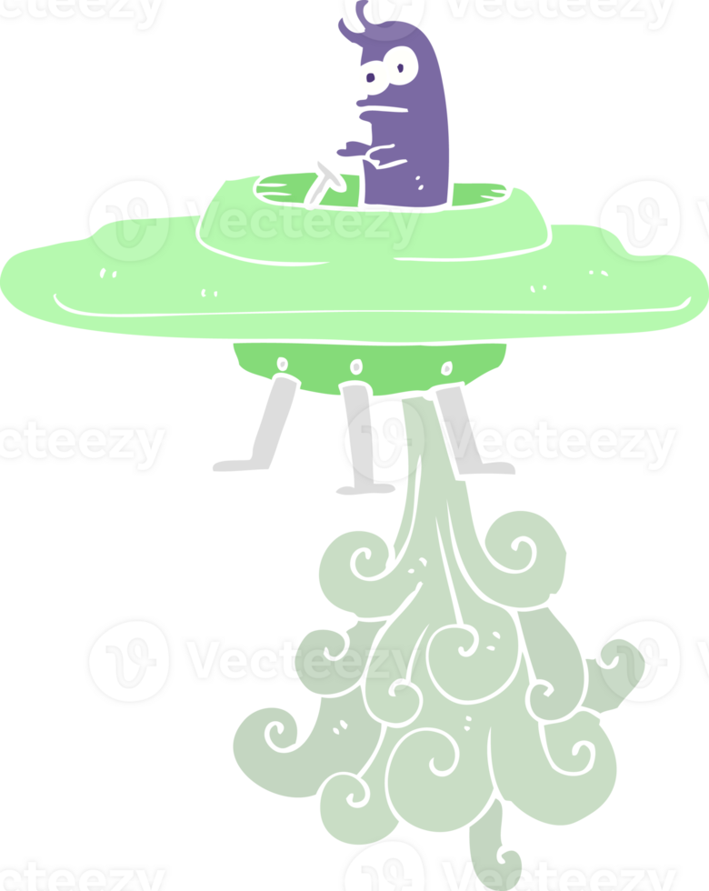 flat color illustration of a cartoon flying saucer png