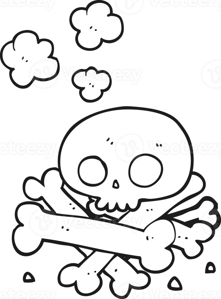 black and white cartoon pile of bones png