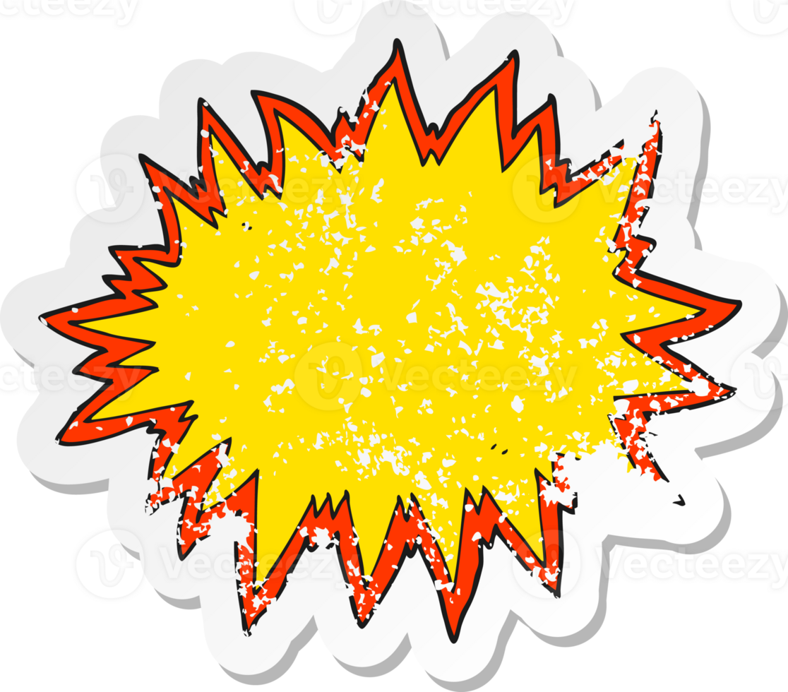 retro distressed sticker of a cartoon explosion sign png