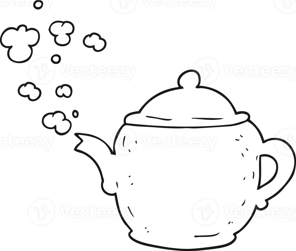 black and white cartoon teapot png