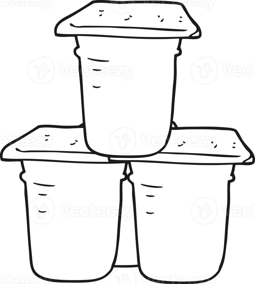 black and white cartoon yogurt pots 36484950 PNG