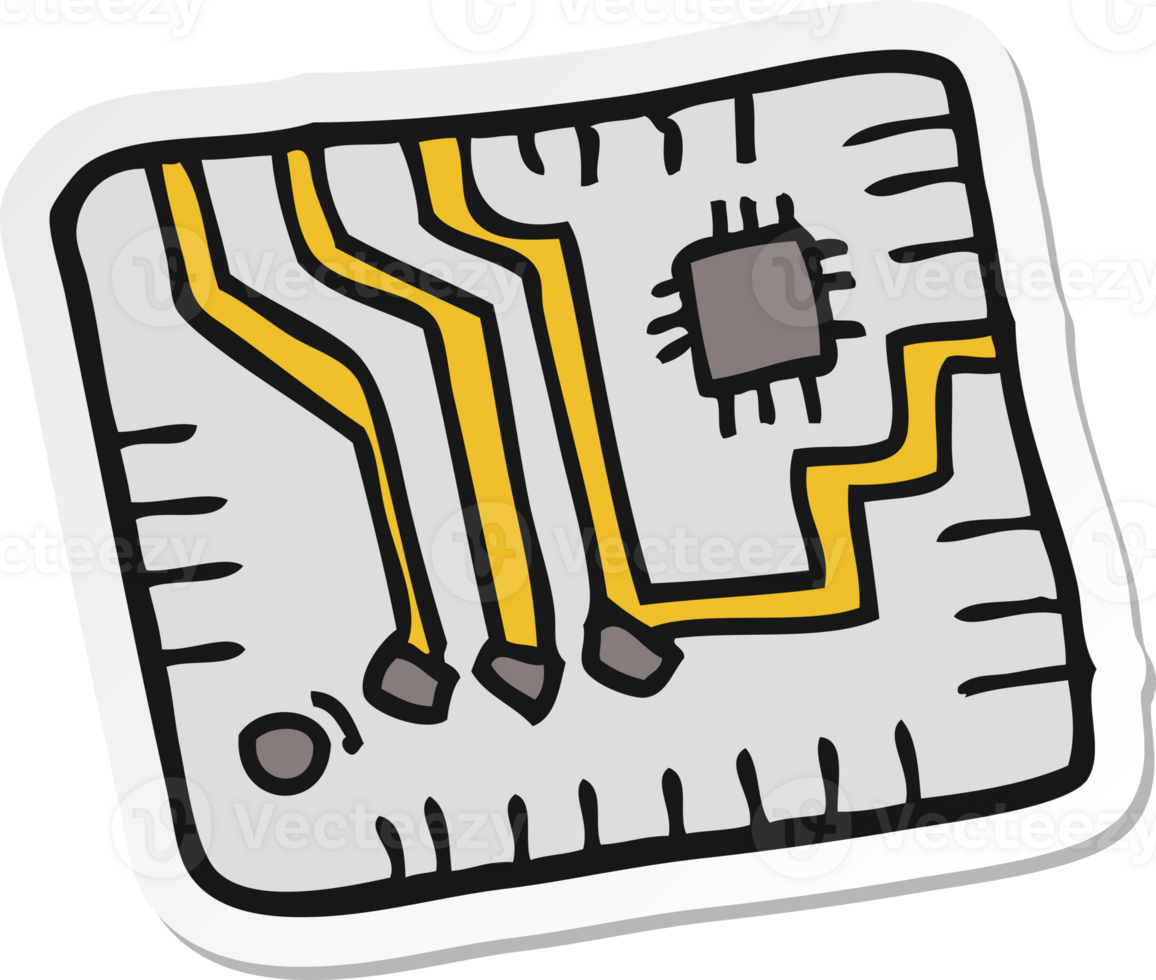 sticker of a cartoon computer circuitboard png