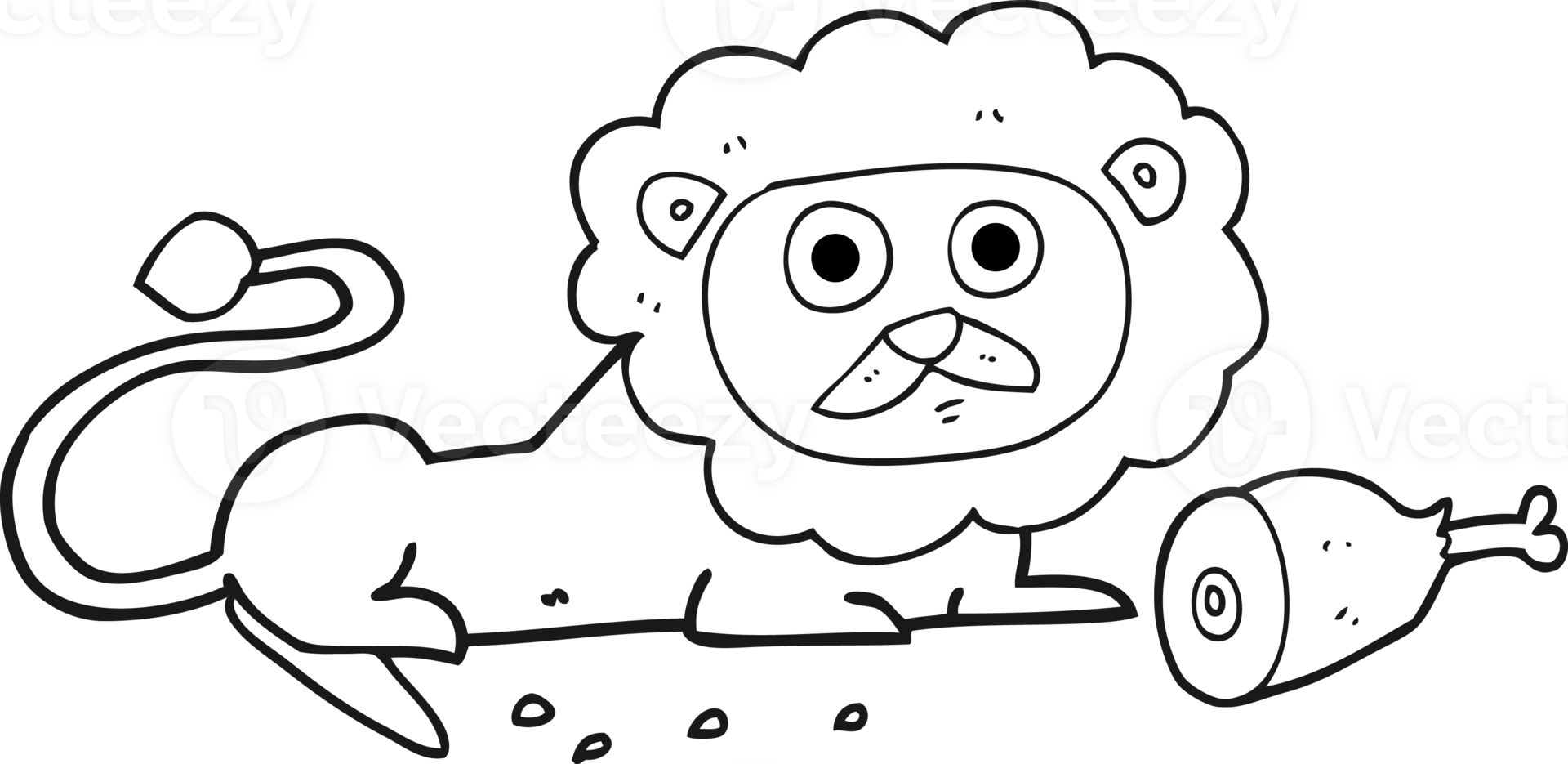 black and white cartoon lion png
