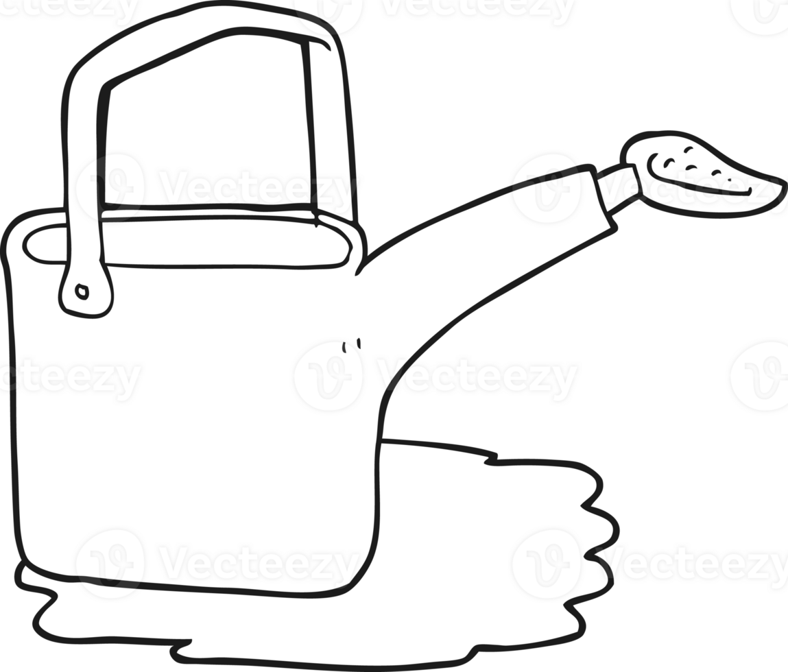 black and white cartoon watering can png