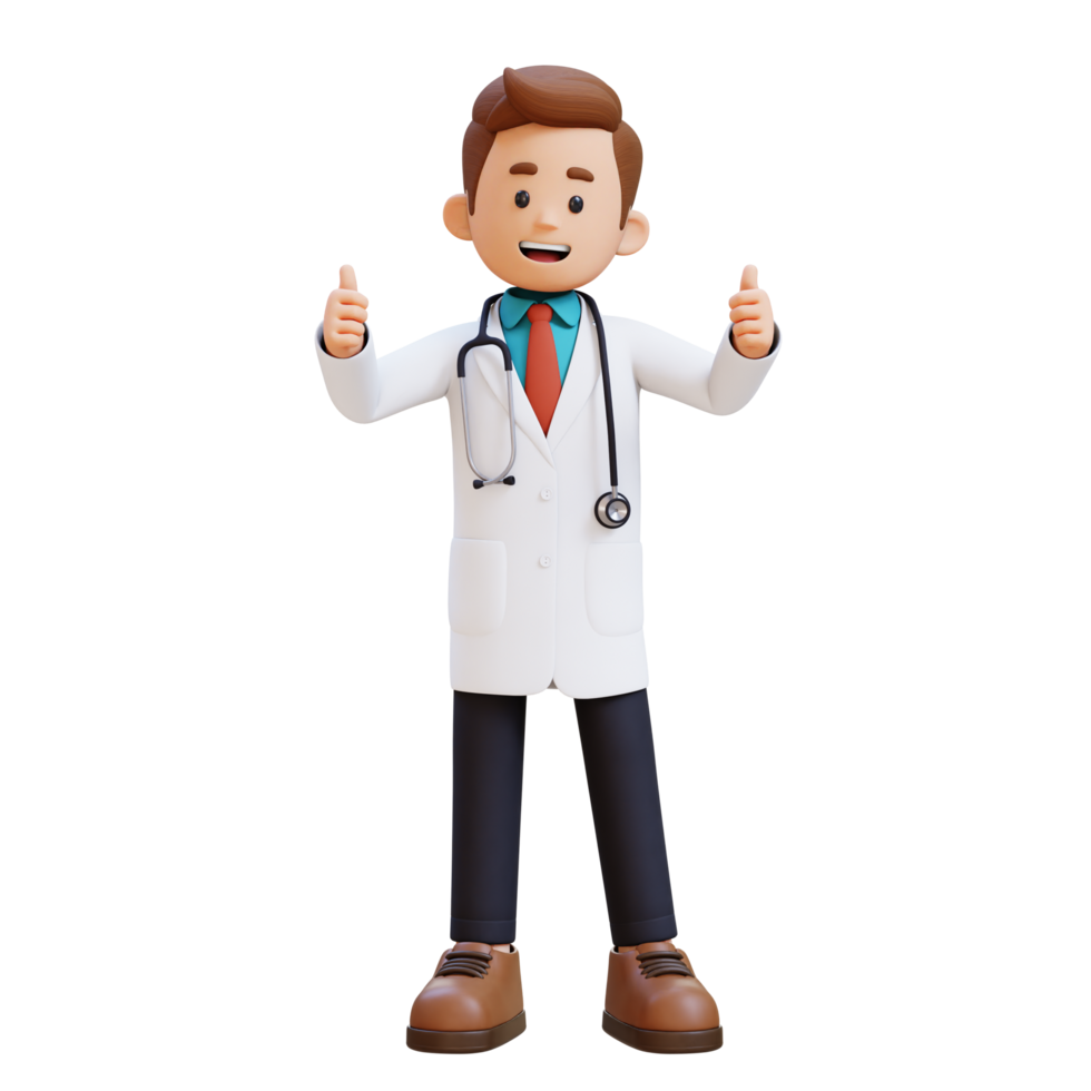 3D Doctor Character Giving Thumbs Up Pose. Suitable for Medical content png